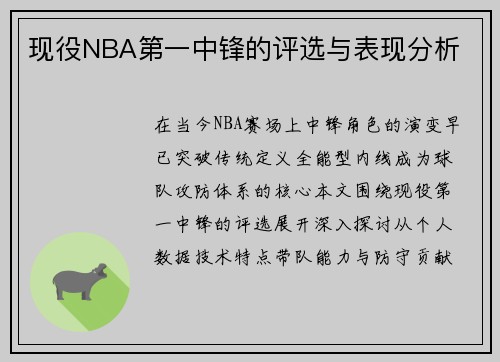 现役NBA第一中锋的评选与表现分析